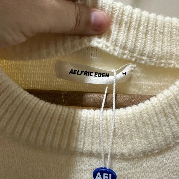 Aelfric Eden Cream and Blue Crewneck Sweater - Picture 3 of 3